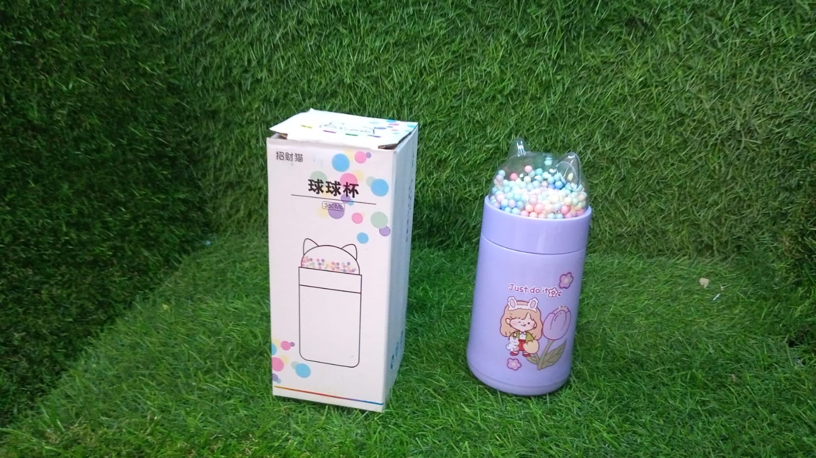 Girl Sparkle Cat Glass Water Bottle
