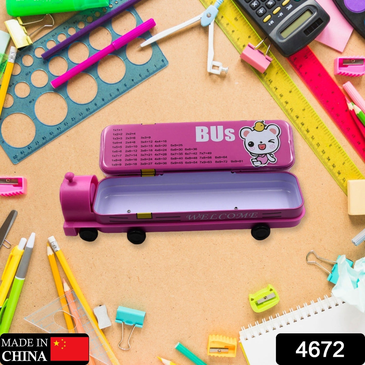 Metal Bus Compass Pencil Box