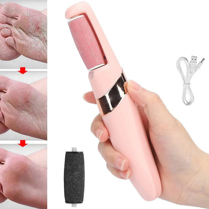 Flewless pedi tool, pink handheld callus remover with abrasive roller
