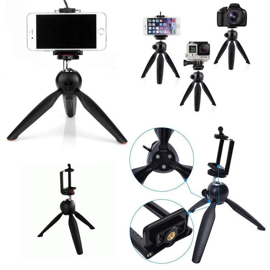 Flexible tripod for phone and camera, with smartphone clamp and adjustable legs