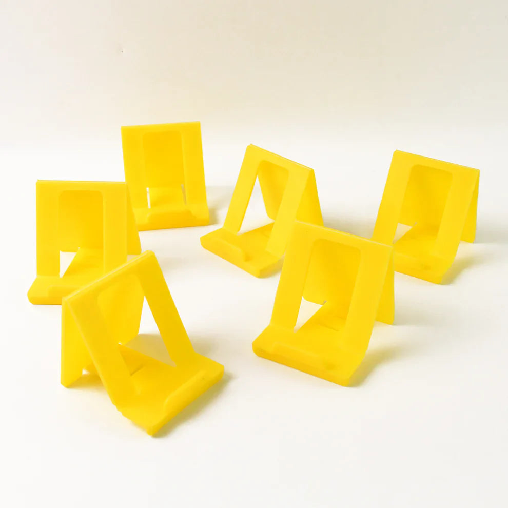 Foldable smartphone holders, 6-pack, bright yellow hinged stands