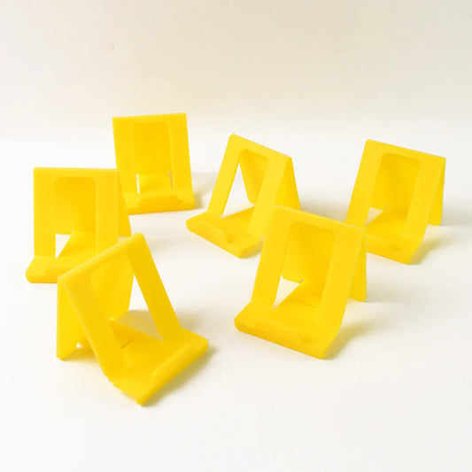 Foldable smartphone holders, 6-pack, bright yellow hinged stands