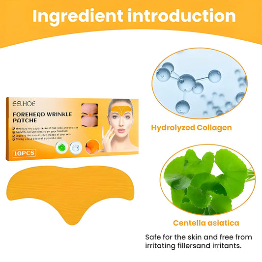 Forehead wrinkle smoothing patches box and patch shape, 10 pcs