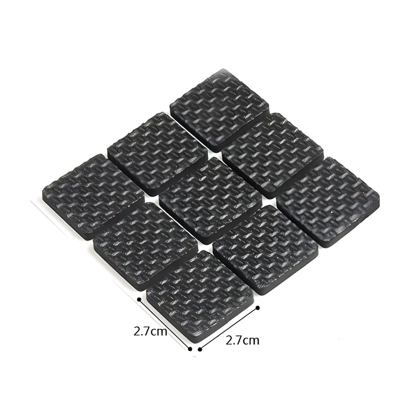 Felt furniture pads set, black textured squares, 2.7 cm x 2.7 cm each