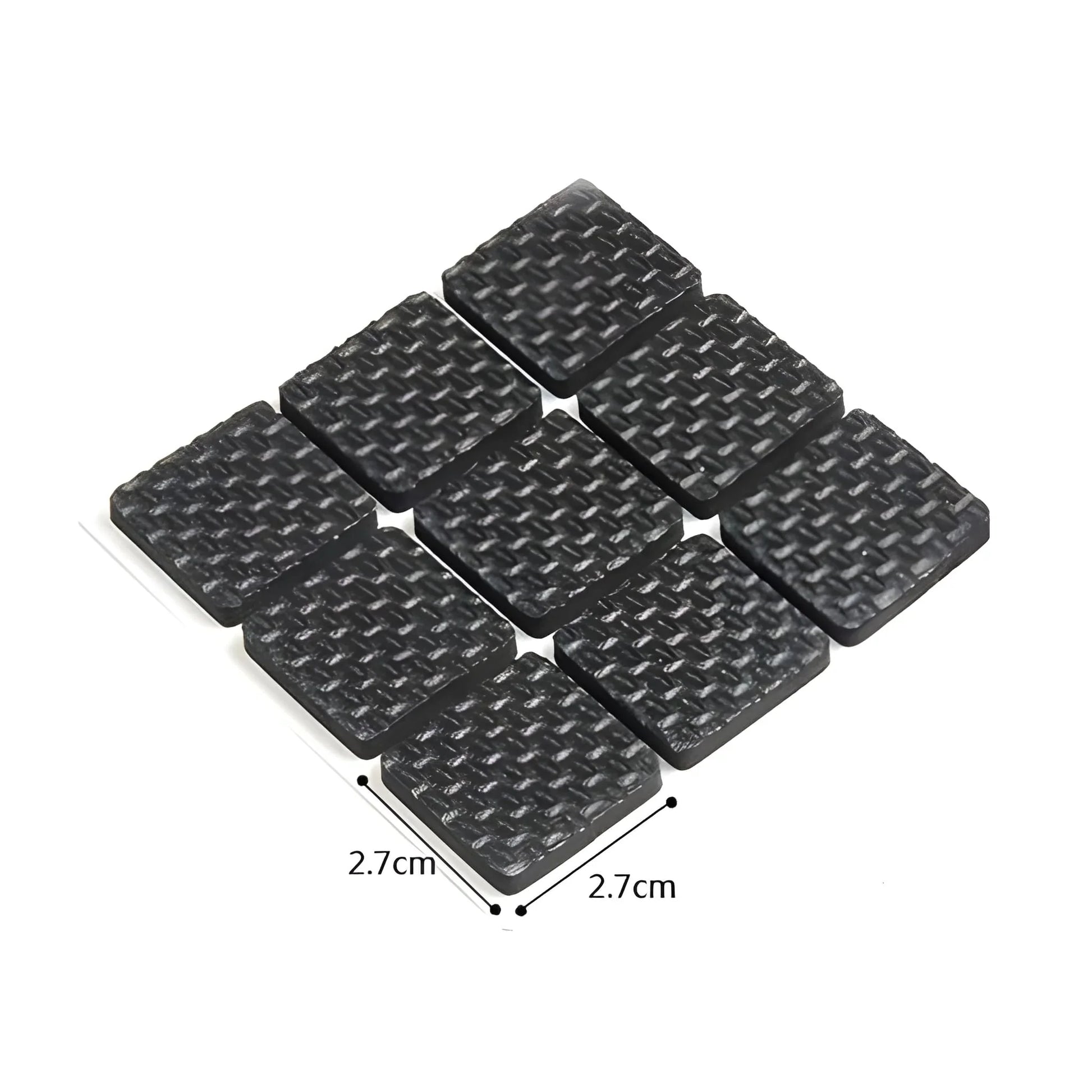 Felt furniture pads set, black textured squares, 2.7 cm x 2.7 cm each