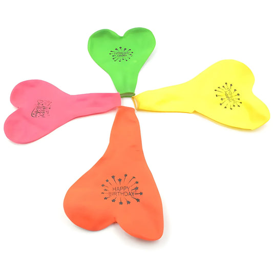 Giant heart party balloons set, multicolor hearts with tied ribbons
