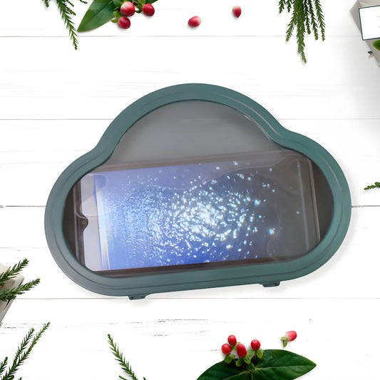 Waterproof phone mount with clear screen cover, dark gray/green.