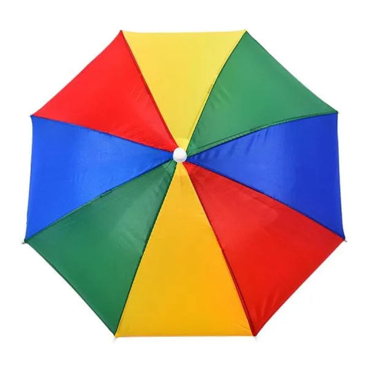 Hands-free umbrella hat, multicolor canopy with center button