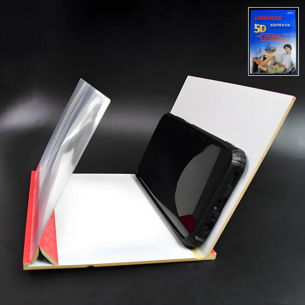 Phone screen magnifier with clear lens and folding stand frame