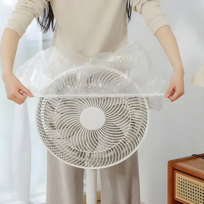 Clear plastic furniture shield cover with circular opening for airflow