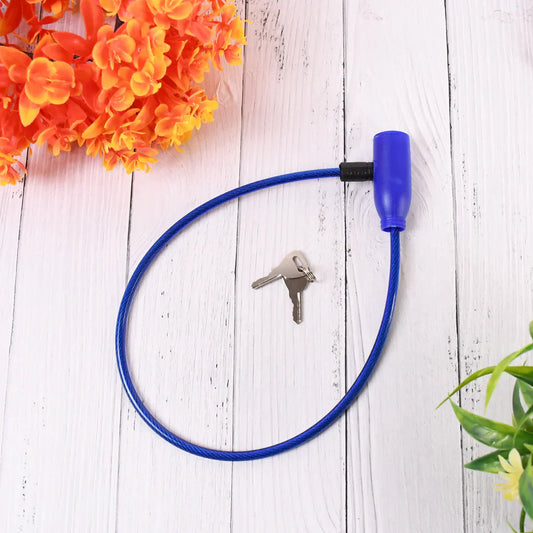 Heavy duty helmet lock with blue cable and two keys