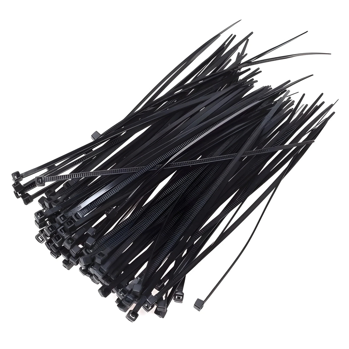 Heavy-duty nylon cable ties, black locking straps with serrated head