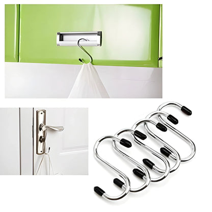 Heavy duty metal S-hooks with black rubber tips for hanging