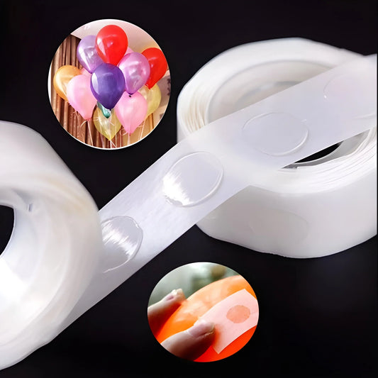White double-sided adhesive dots, rolled strip with protective backing