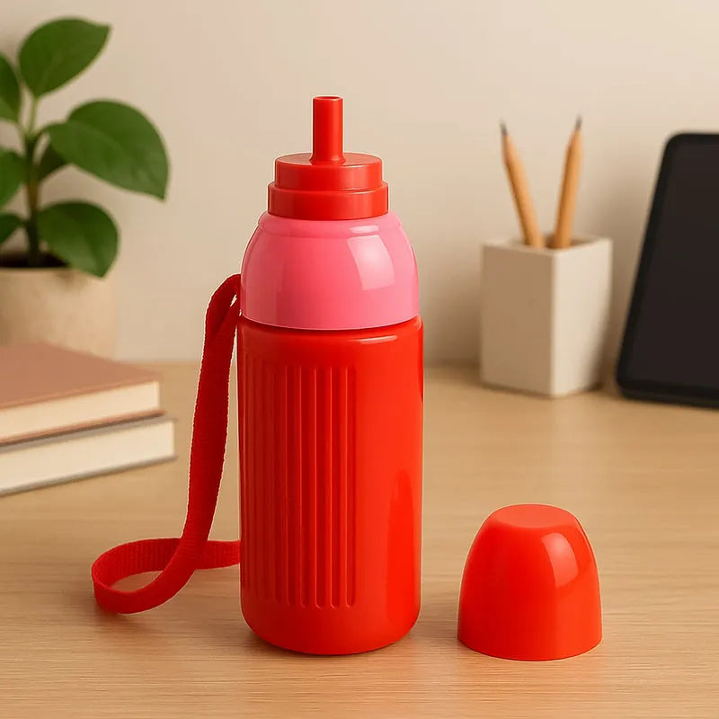 Kids insulated water bottle with flip lid, bright red, 500ml capacity