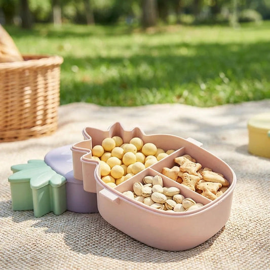 Pineapple-shaped kids lunch box with divided compartments