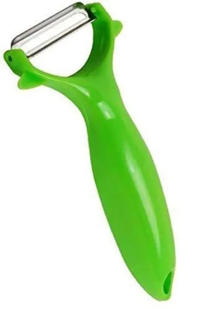 Green swivel vegetable peeler with stainless steel blade