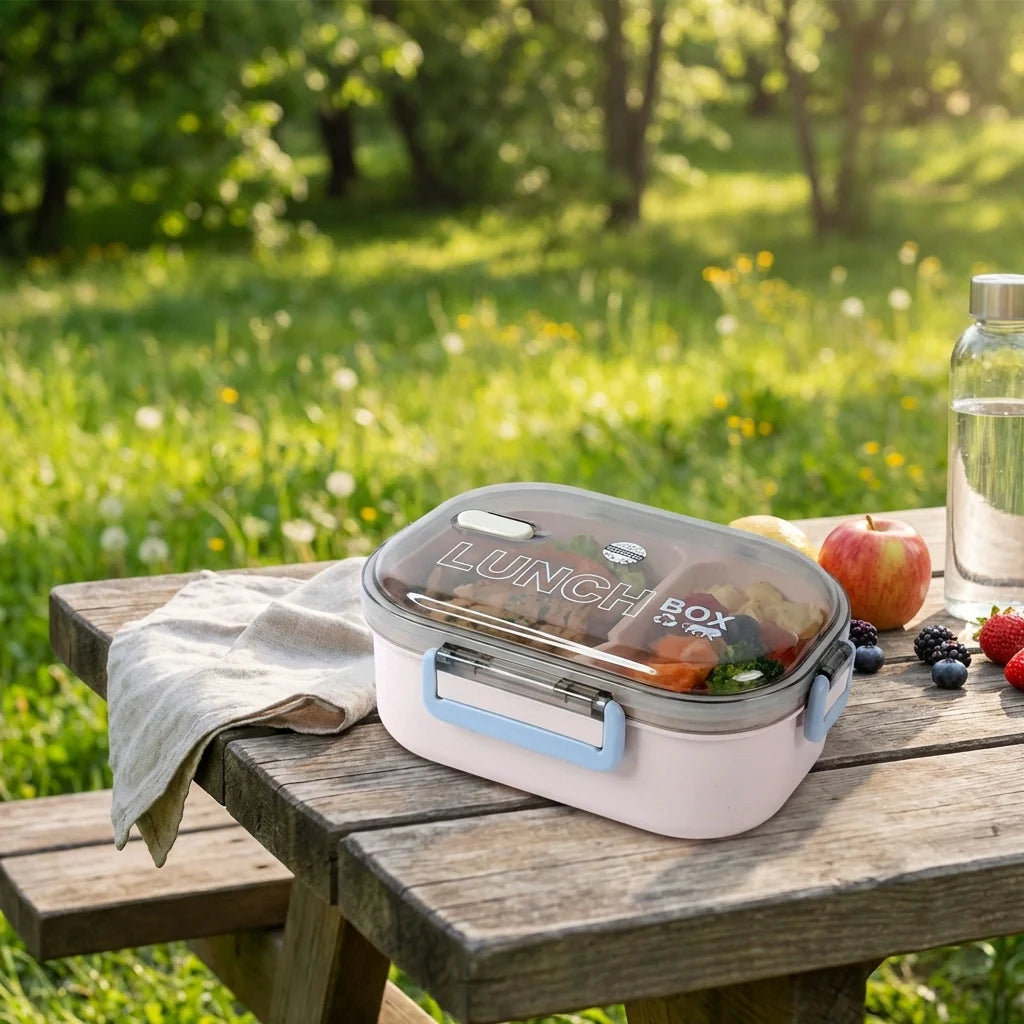 Leak-proof lunch box with clear lid and side latch, white container