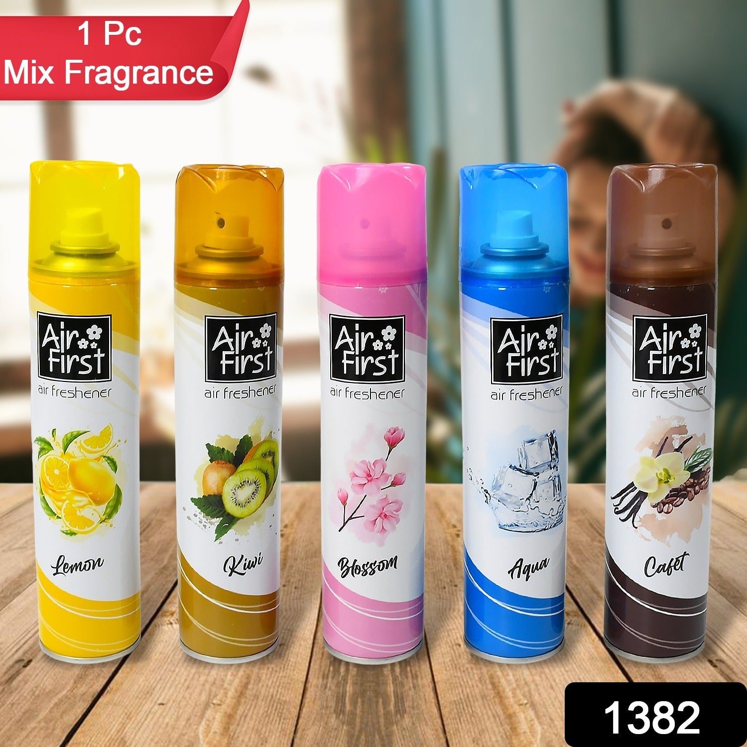 Air freshener spray bottles, mix fragrance scents with yellow, pink, blue, brown