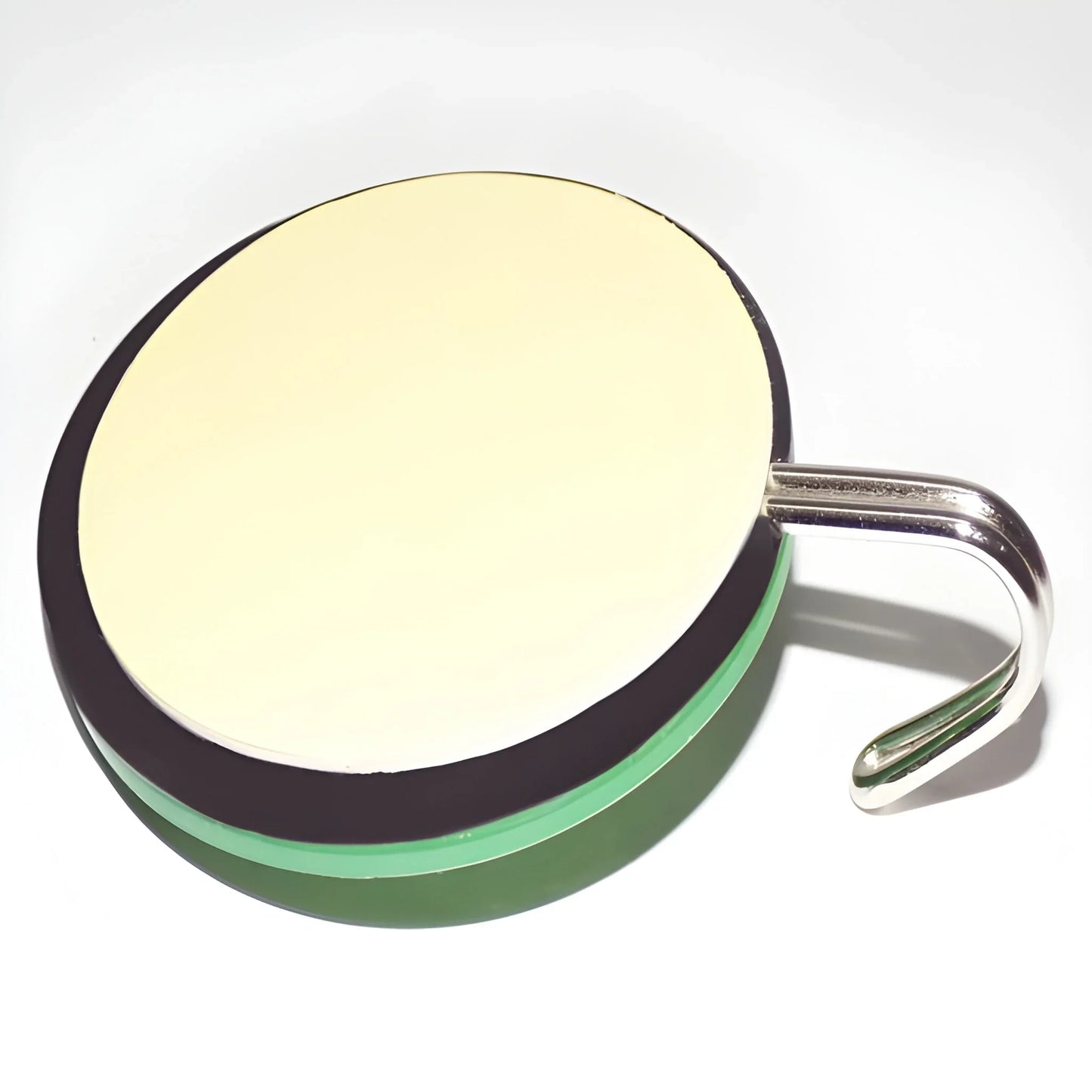 Love-shaped self-adhesive hook with black edge, cream pad, and metal hook