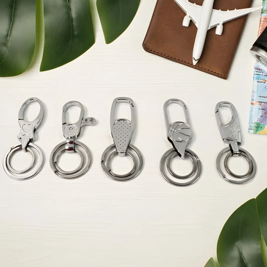 Stainless steel keychain set with swivel split rings and lobster clasps