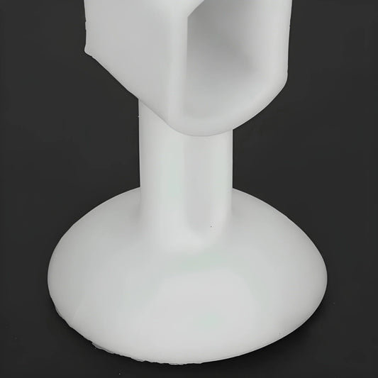 Silicone wall saver with round base and vertical stem, white