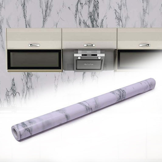 Marble kitchen wallpaper roll with light gray veining pattern