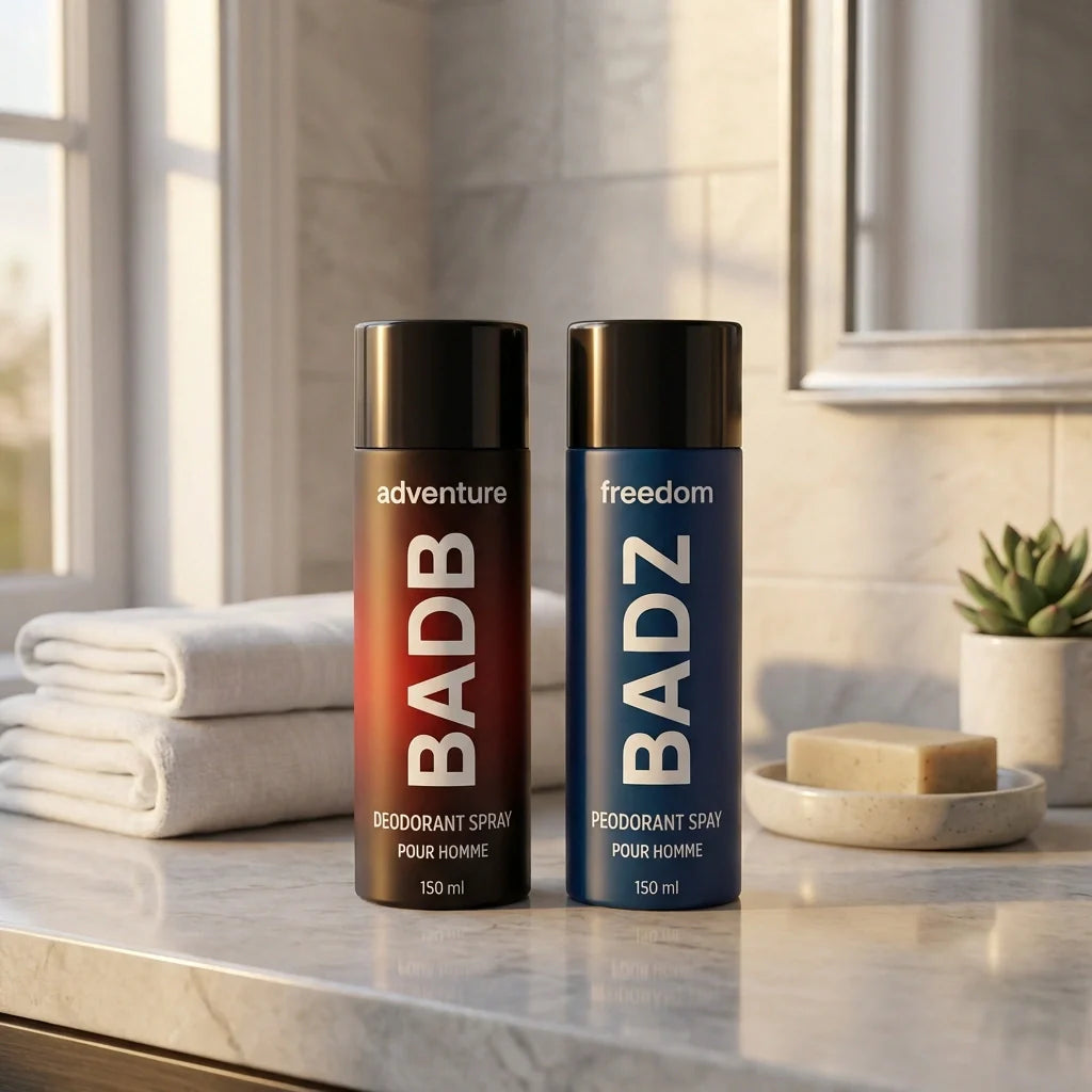 Men's deodorant body spray cans, BADZ 150 ml, adventure and freedom scent