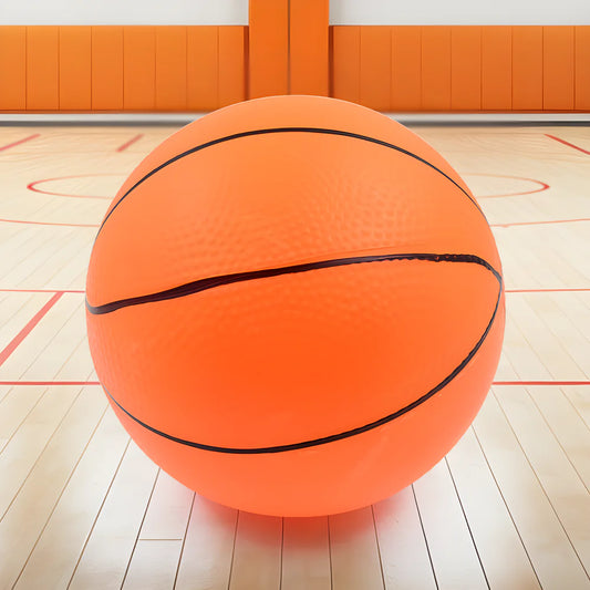 Mini basketball toy, orange ball with black seam lines