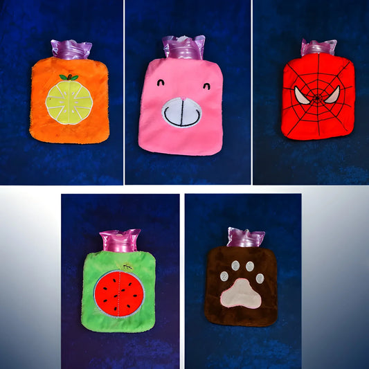 Plush mini pain relief bag with cartoon face and small top cap