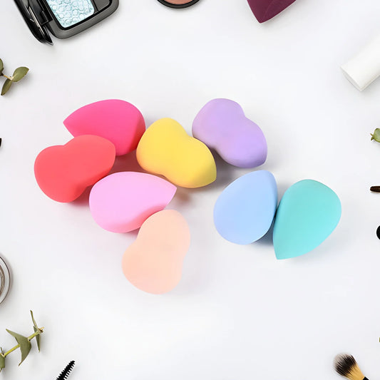 Mini powder puff set of pastel heart-shaped puffs, assorted colors