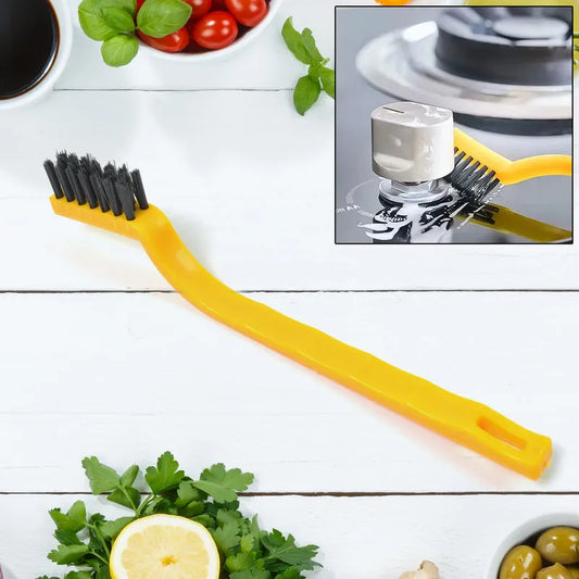 Nylon wire brush with yellow handle and black nylon bristles for scrubbing