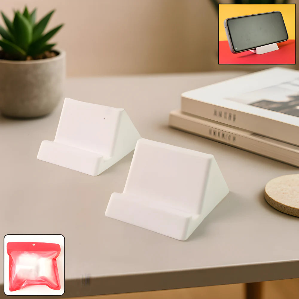 White minimalist phone stand with angled support surface
