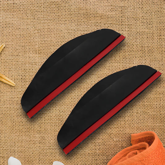 Pair of black mirror rain guards with red trim
