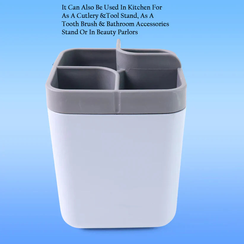 Multi-compartment desk organizer with gray top and four inner slots