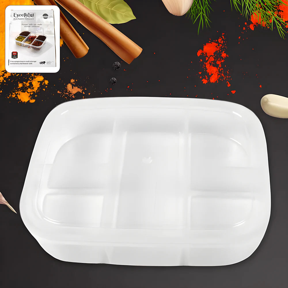 White multi-compartment lunch box tray with dividers