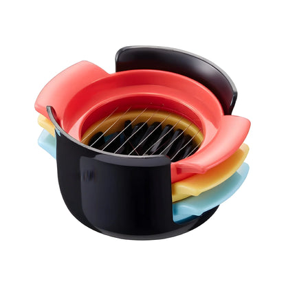 3-in-1 kitchen chopper with black base, red insert, and blade grate