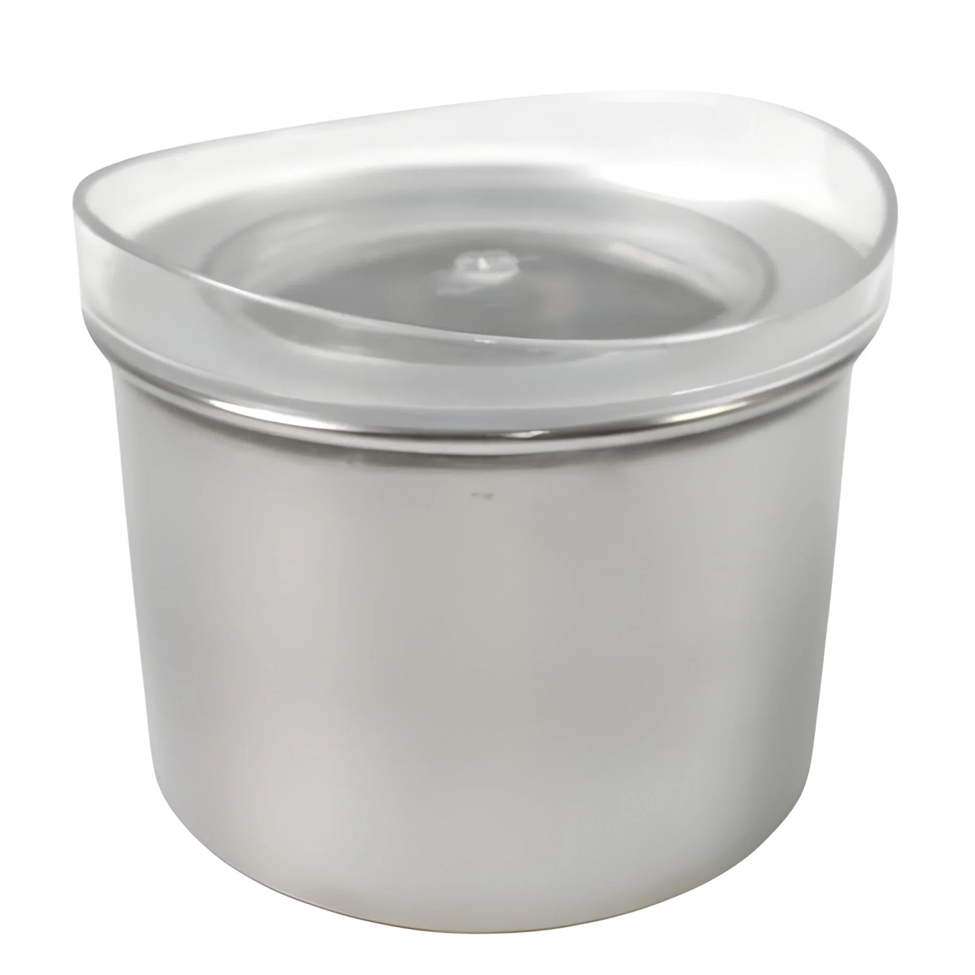Stainless steel airtight food container with matching lid, round canister