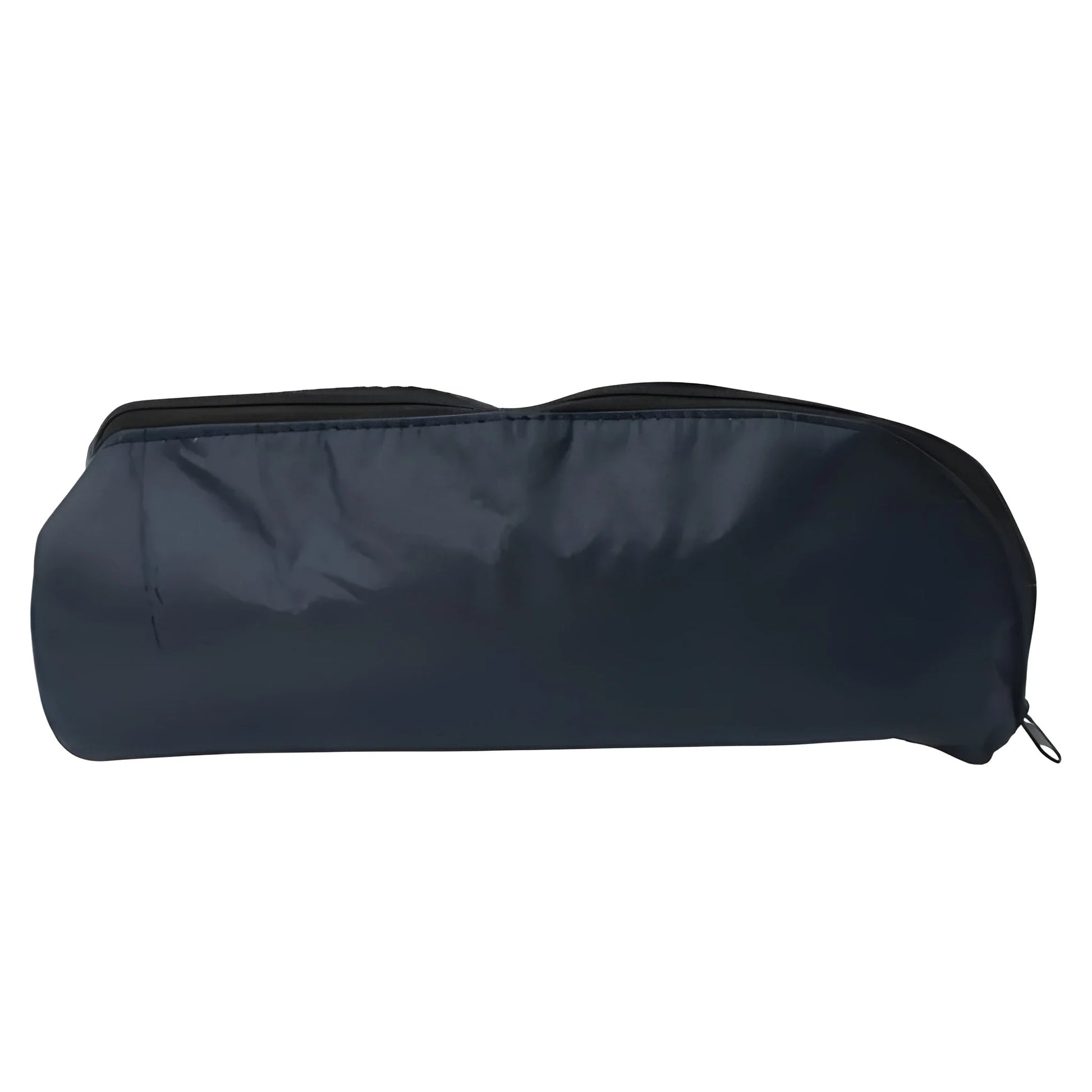 Multipurpose zipper pouch in dark blue with zip closure and rounded shape