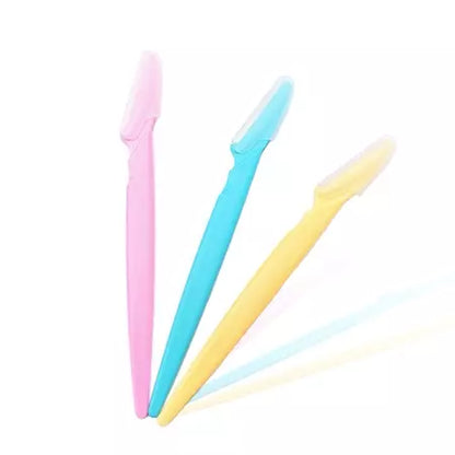 Facial hair razors 3-pack with pink, blue, and yellow handles