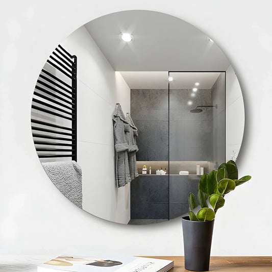 Round mirror tile with glossy reflective surface