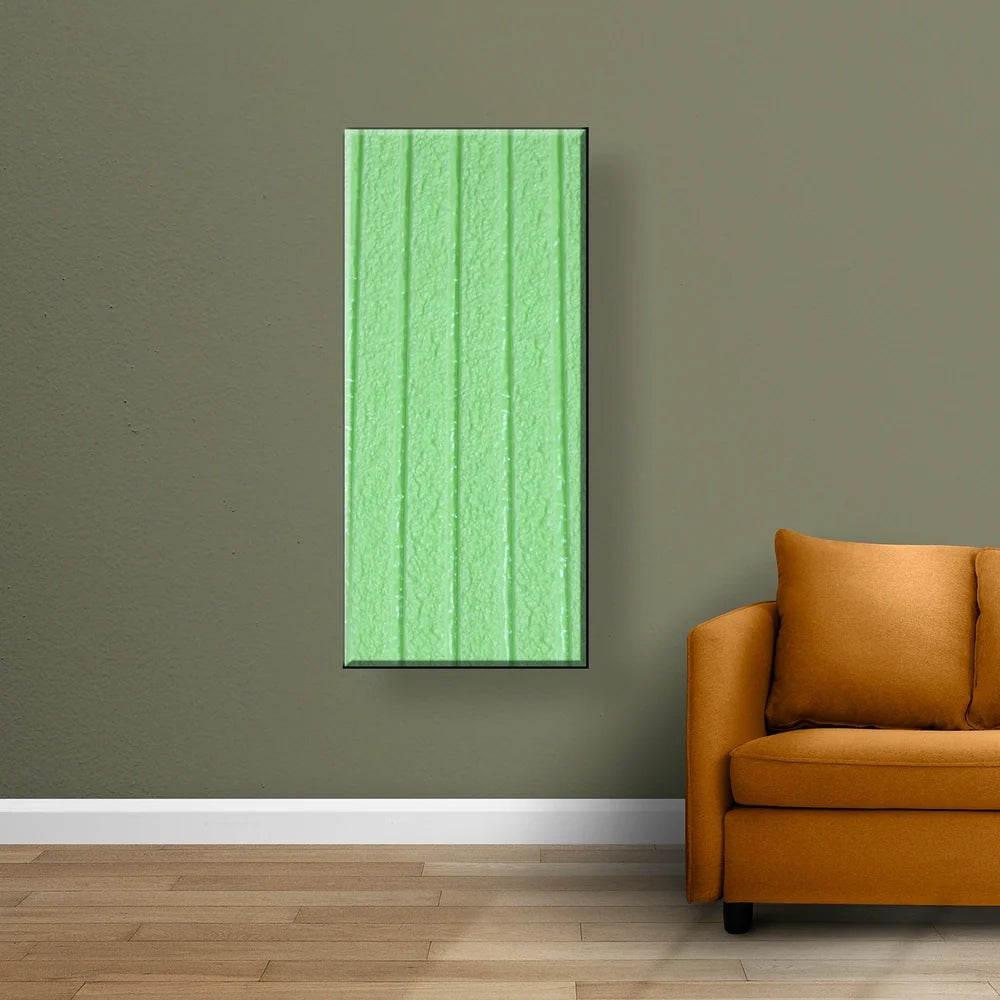 Peel-and-stick 3D wallpaper panel, light green textured vertical pattern