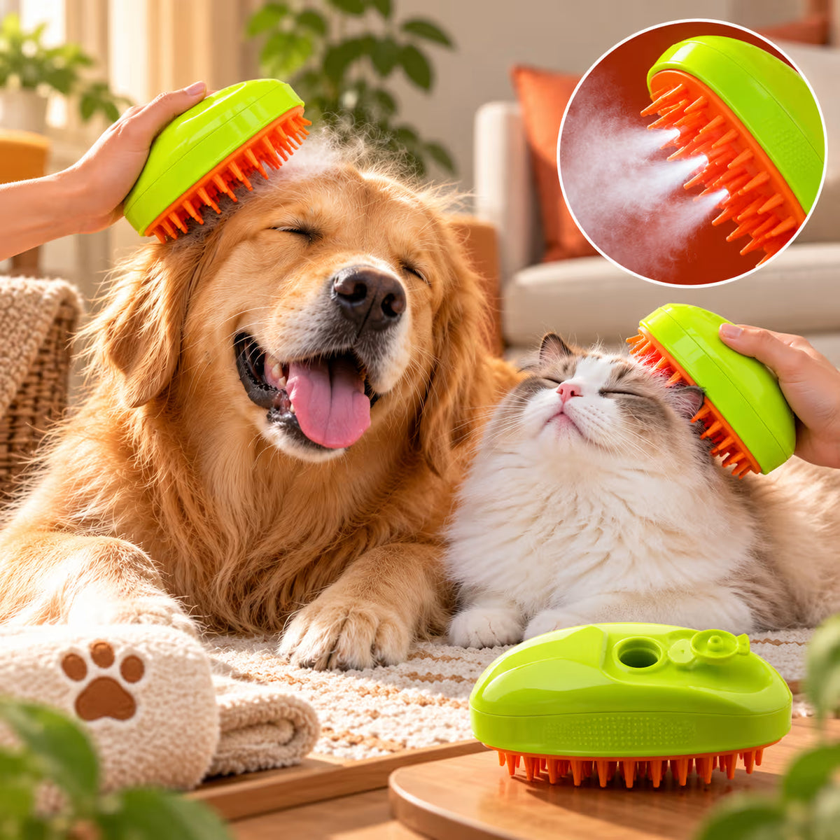 Rechargeable Mist Spray Pet Grooming Brush