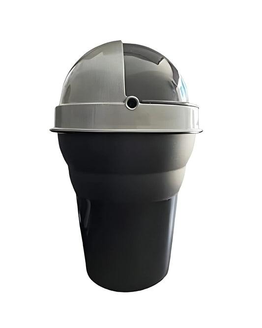 Mini car trash dustbin with gray dome lid and dark base
