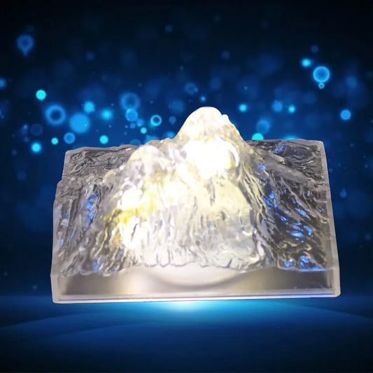 Plastic iceberg night light with bright glow and molded ice texture