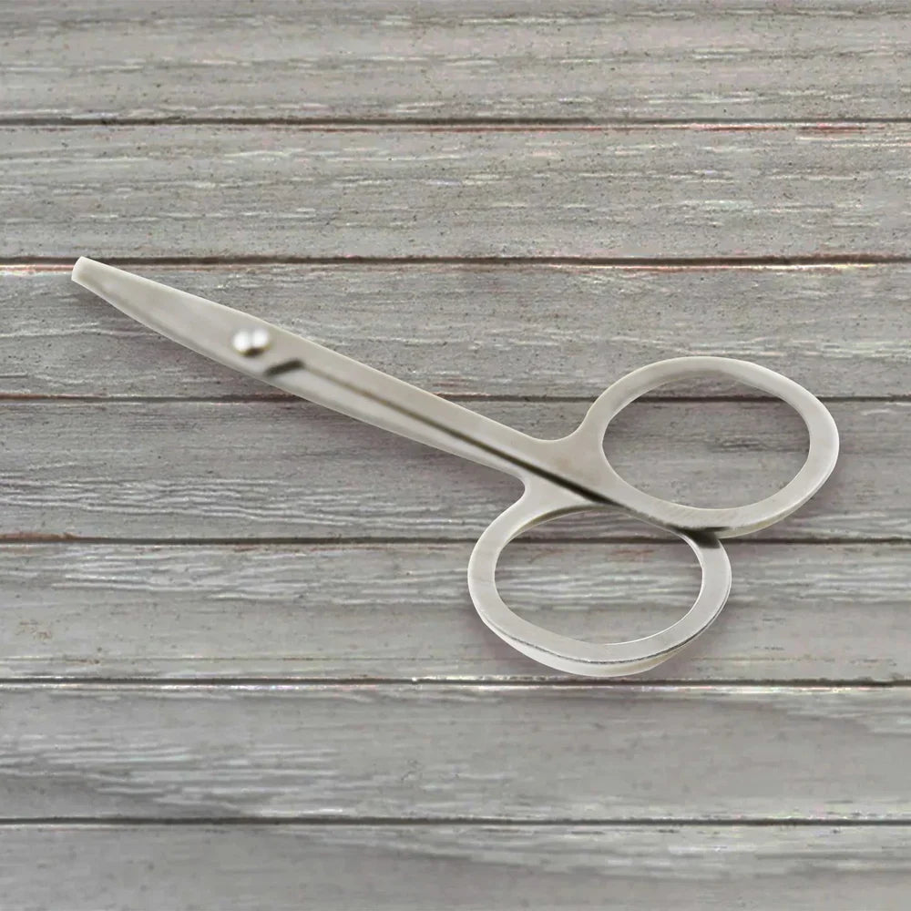 Portable nail clipper with curved loop handle and silver blades