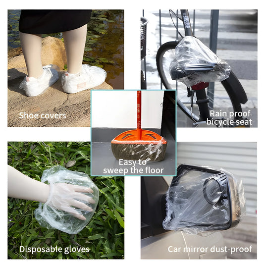 Disposable shower cap, clear thin plastic with elastic edge