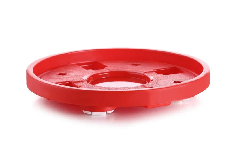 Red gas cylinder trolley base with central circular opening