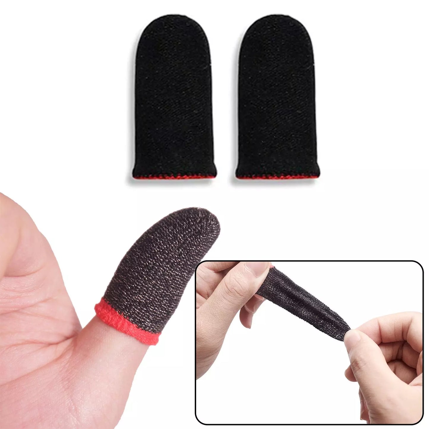 Gaming thumb sleeves, dark with red cuff trim