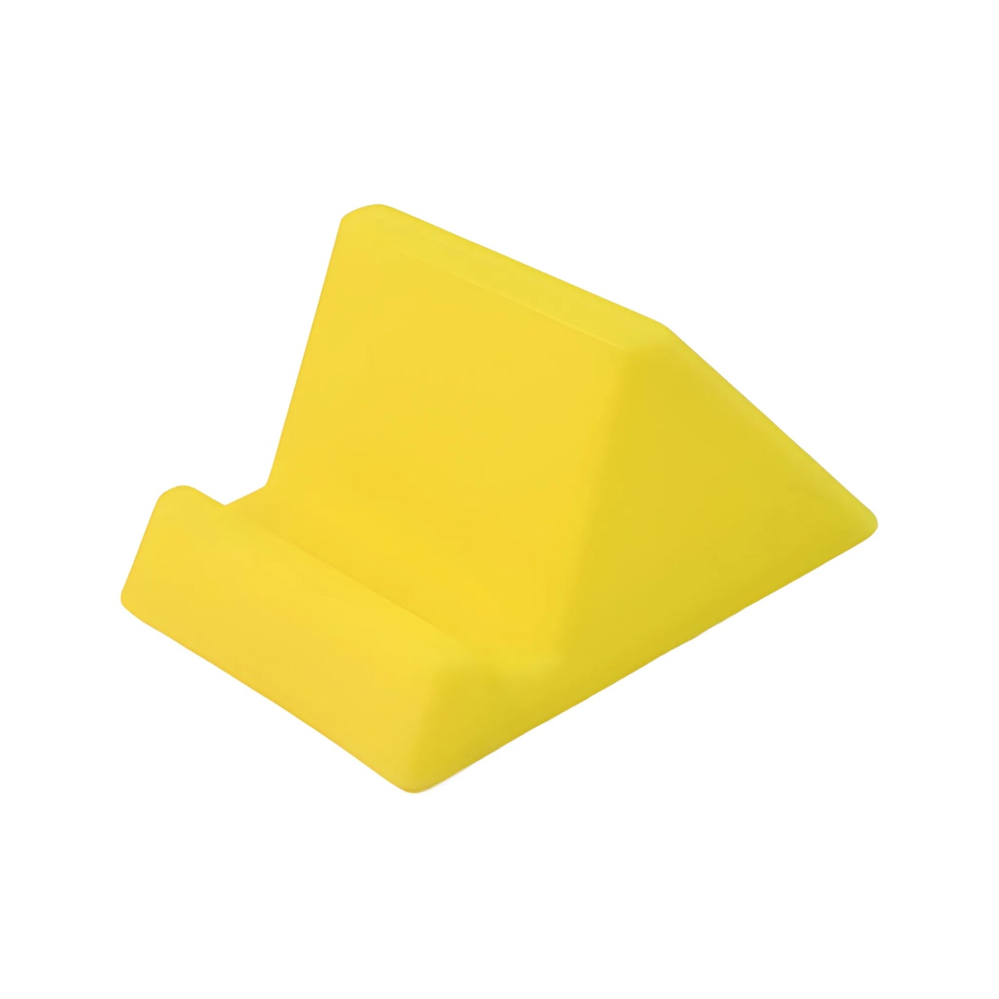 Yellow phone viewing stand with angled base